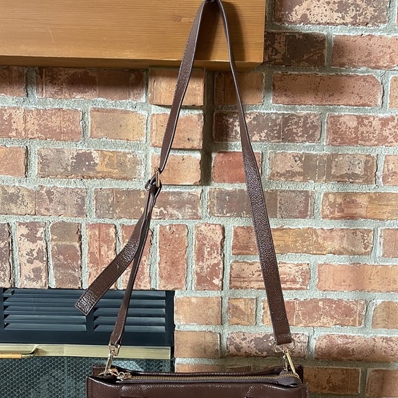 Erica Anenberg Brown Pebbled Leather Madison Messenger Bag - Picture 8 of 10